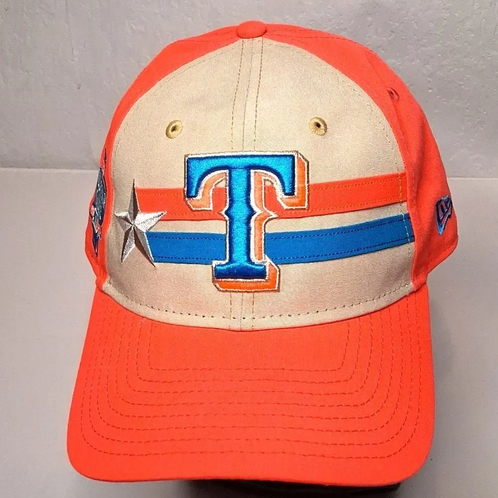 Texas Rangers Baseball Orange New Era 39THIRTY Men's Adjustable strap Hat cap